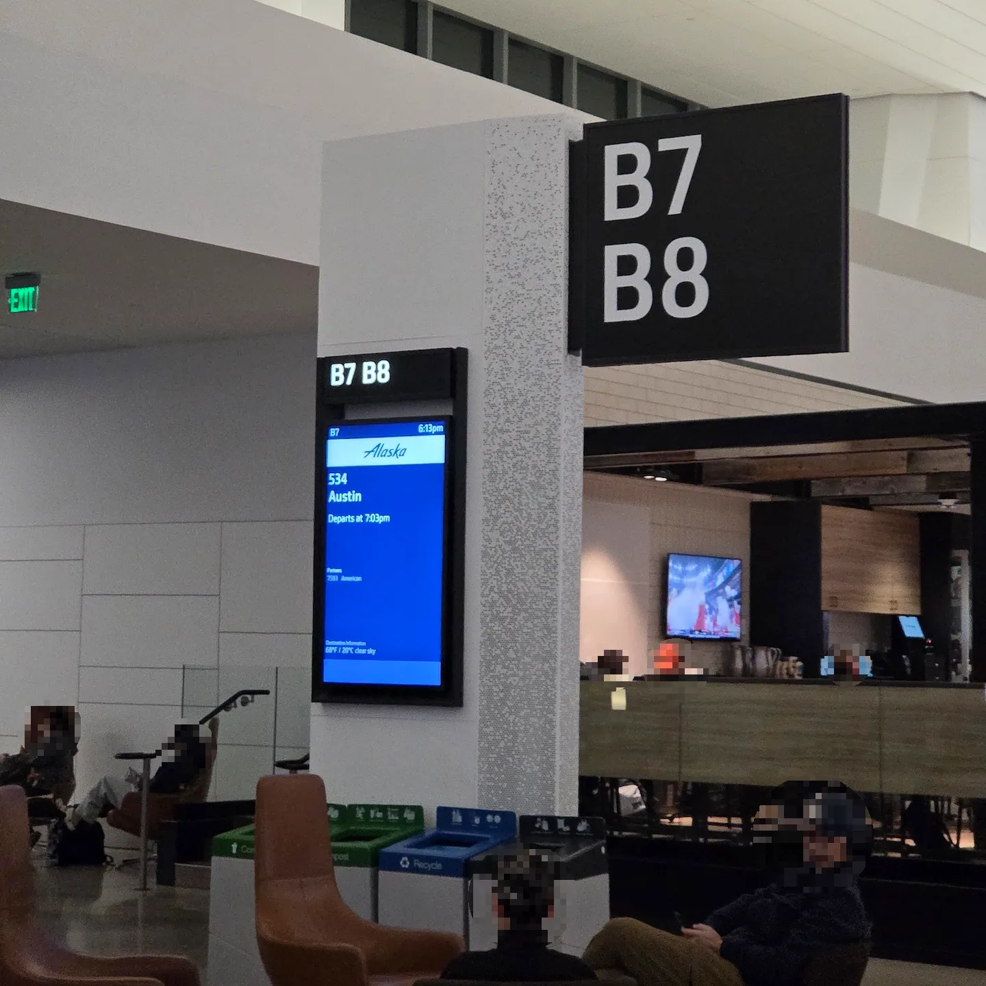 알래스카 항공 AS534편이 출발하는 샌프란시스코 국제공항 1터미널 B7 게이트