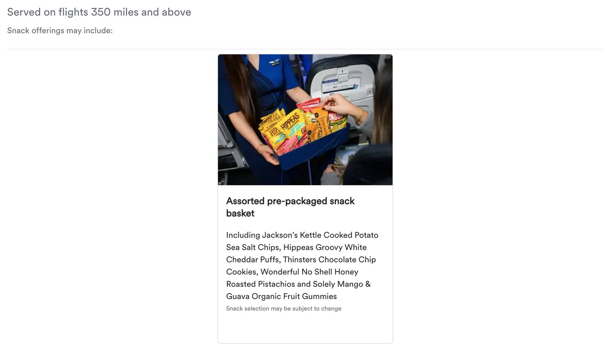 알래스카 항공 비행거리별 샘플 기내식 메뉴 (c) alaskaair.com
