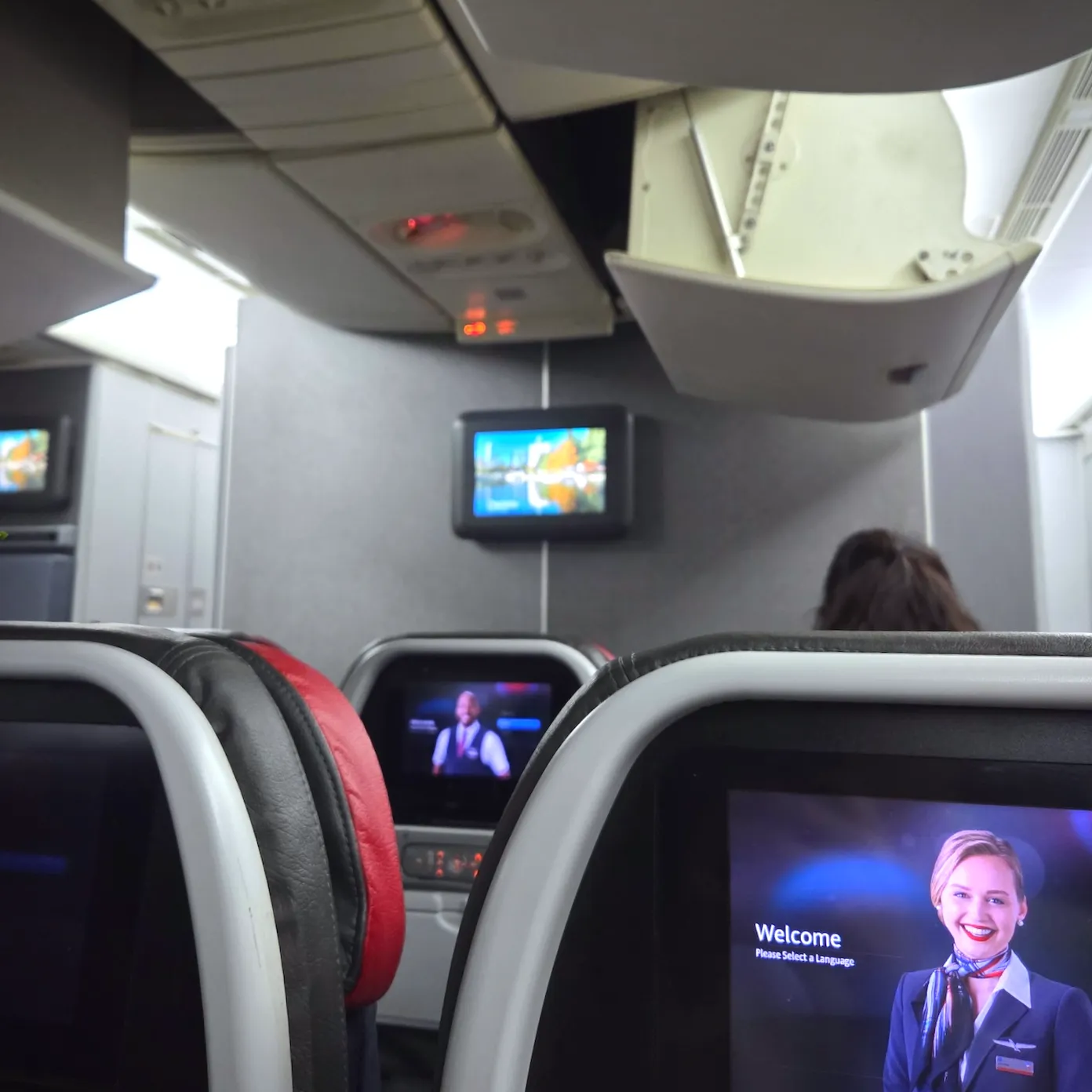 American Airlines B777-200ER Main Cabin Interior View