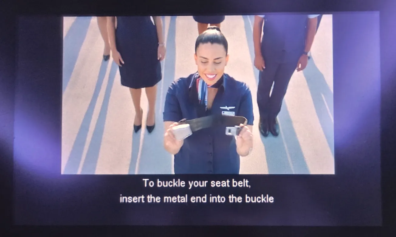 American Airlines Safety Video Playing on IFE Screen