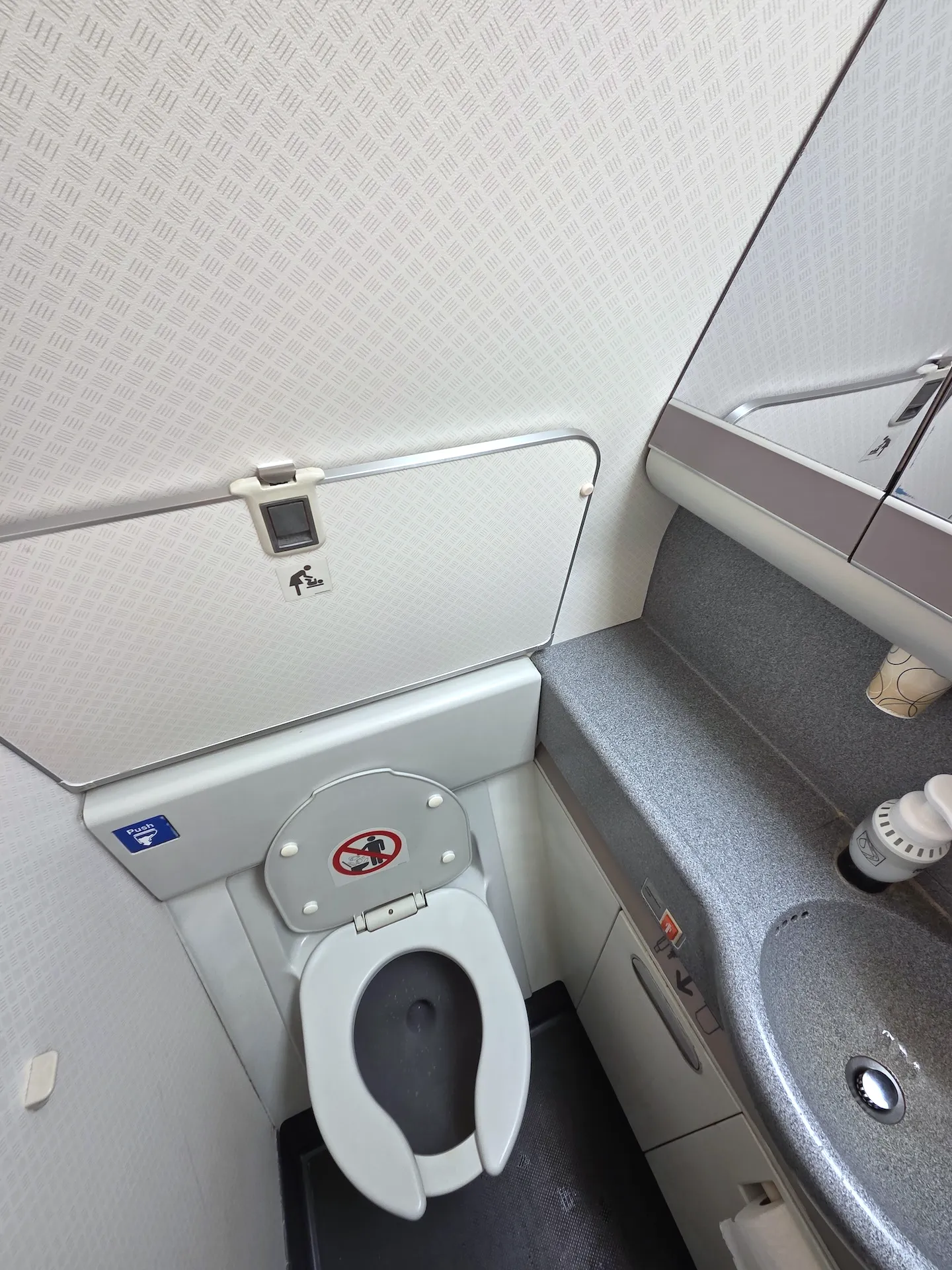 American Airlines B777-200ER Economy Class Lavatory Interior
