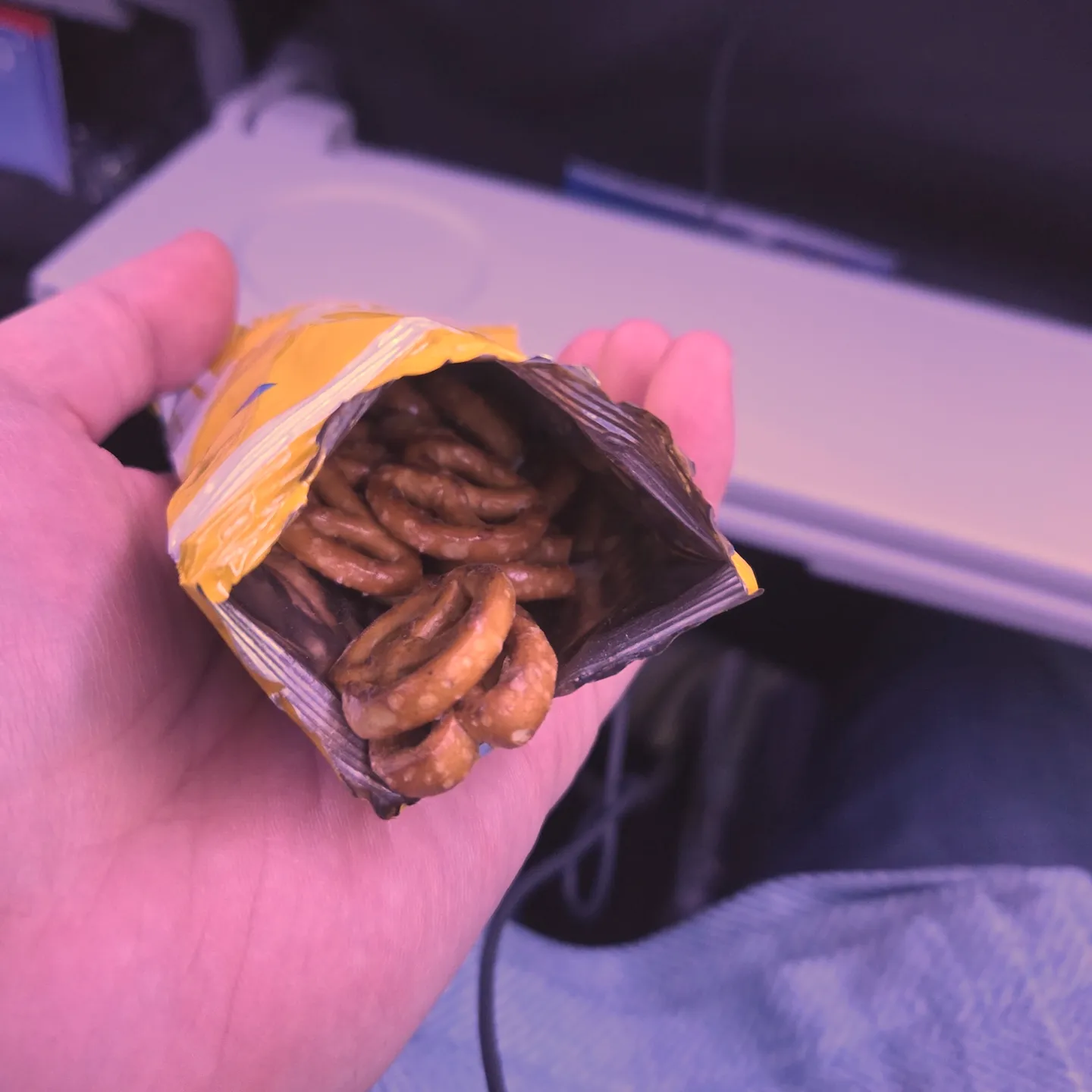 Pre-meal Refreshment Towel and Snack Mix on American Airlines Flight AA280