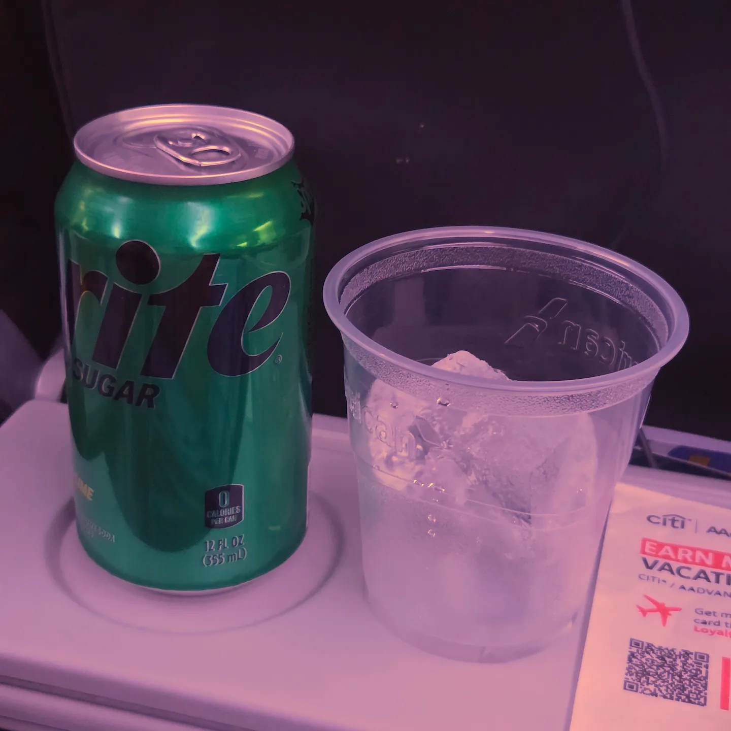 Complimentary Soft Drinks Served During American Airlines Flight AA280