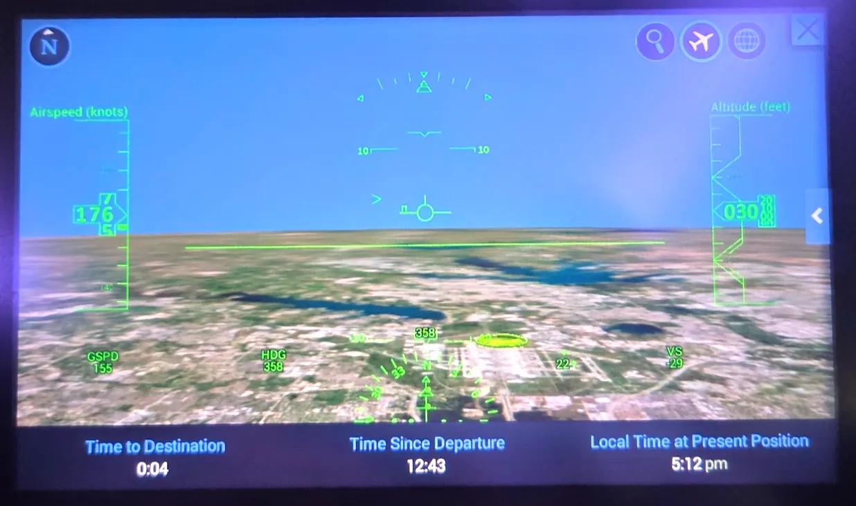 Panasonic Voyager 3D Moving Map Display on American Airlines B777-200ER