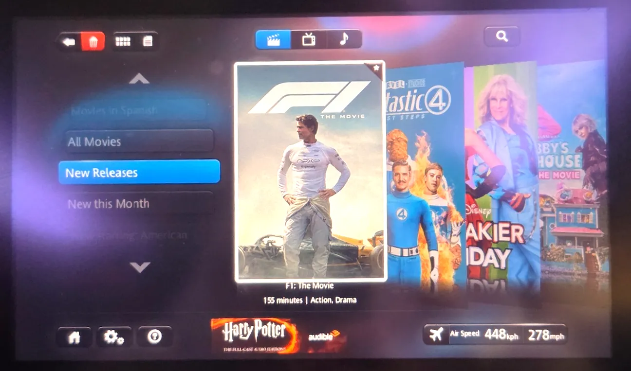 American Airlines B777-200ER In-flight Entertainment Main Interface