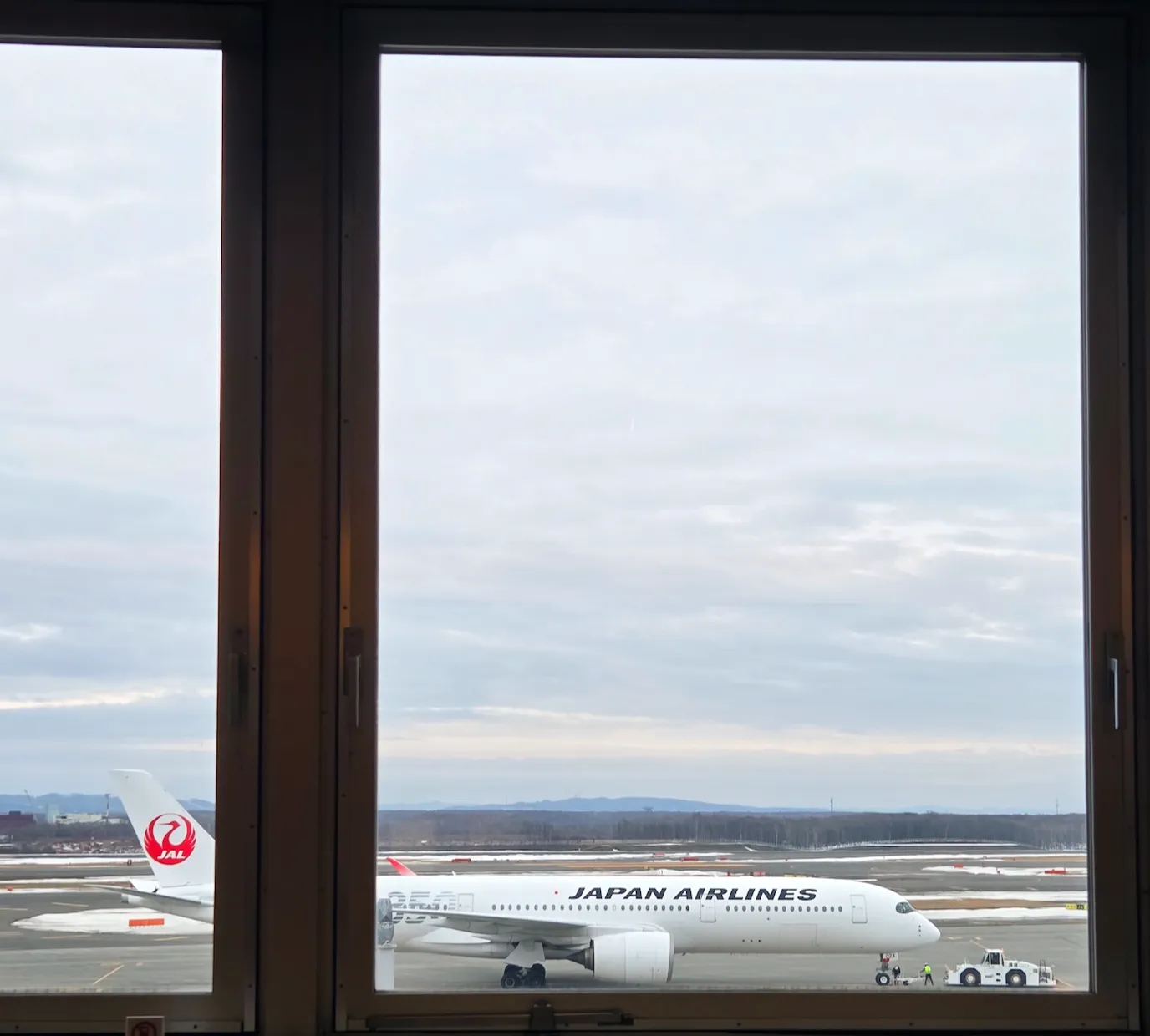 삿포로 신치토세 공항 일본항공 국내선 사쿠라 라운지에서 바라본 공항