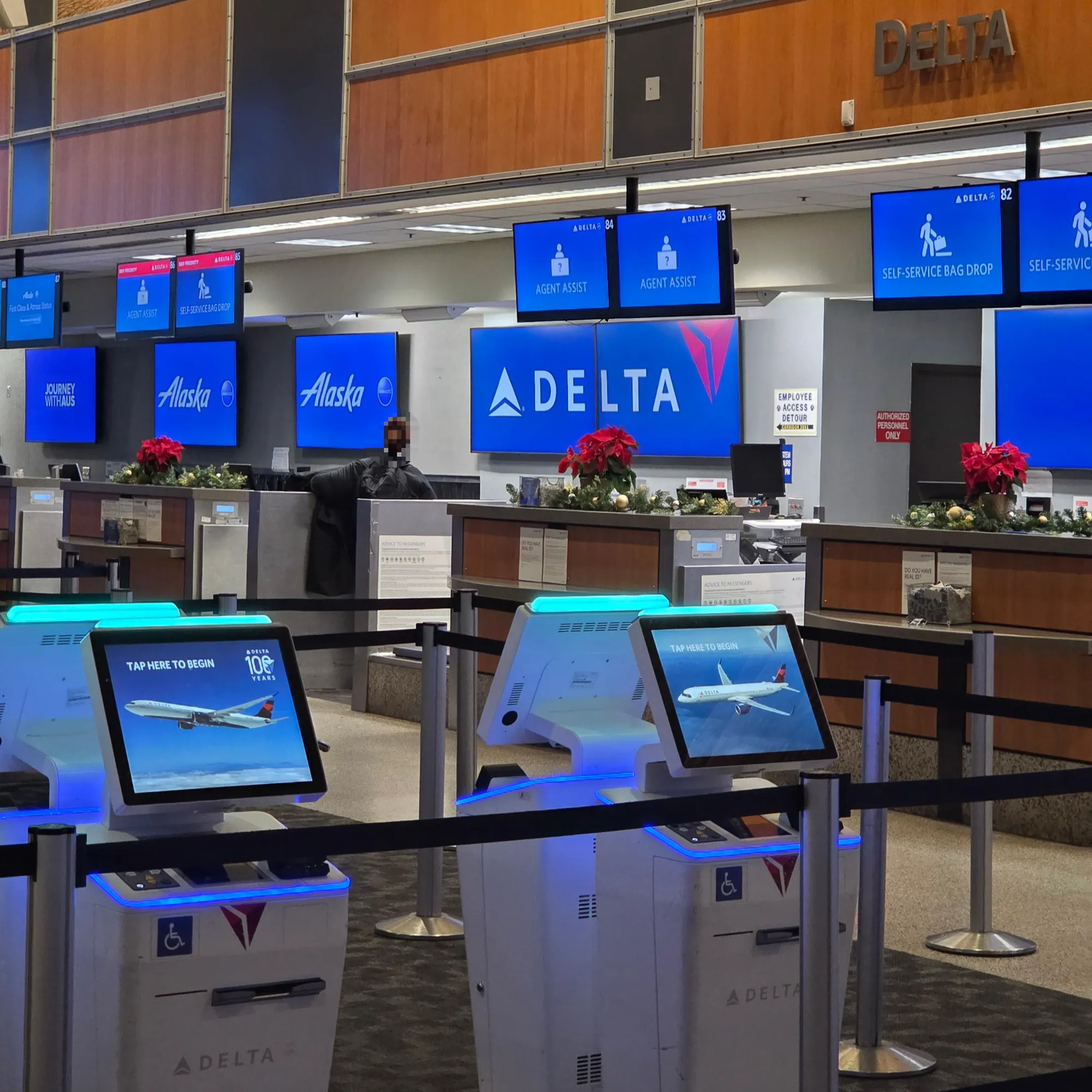 Delta Air Lines check-in desks at Austin-Bergstrom Airport