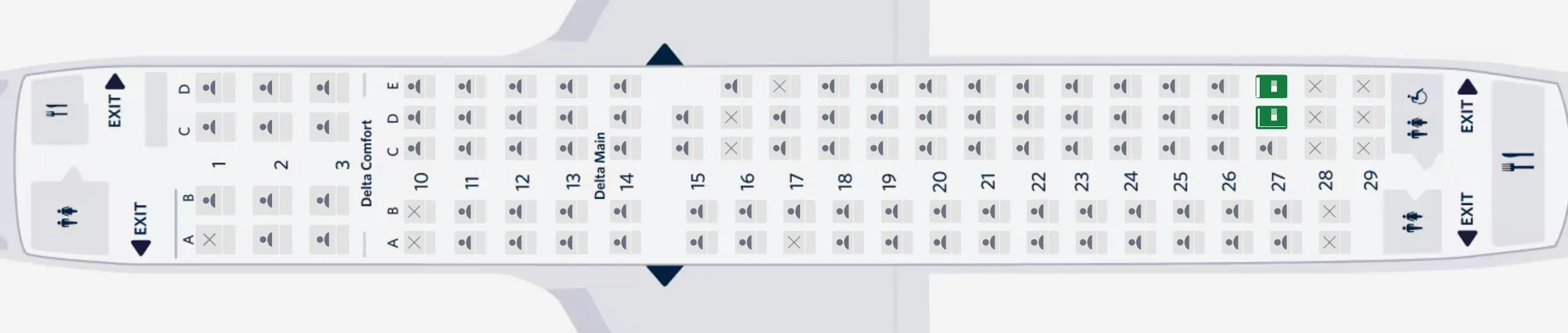 Delta Air Lines A220-100 seat map (c) delta.com