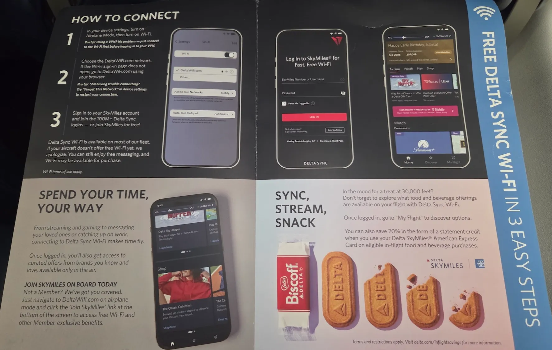 Safety cards and menus stored on Delta Air Lines A220-100
