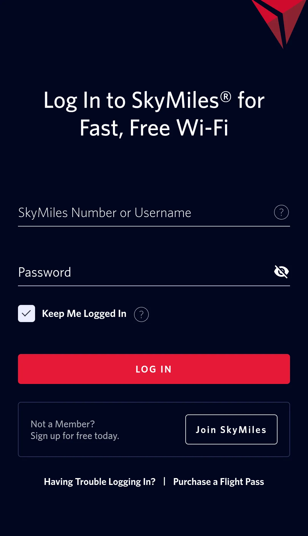 Delta Air Lines free Wi-Fi