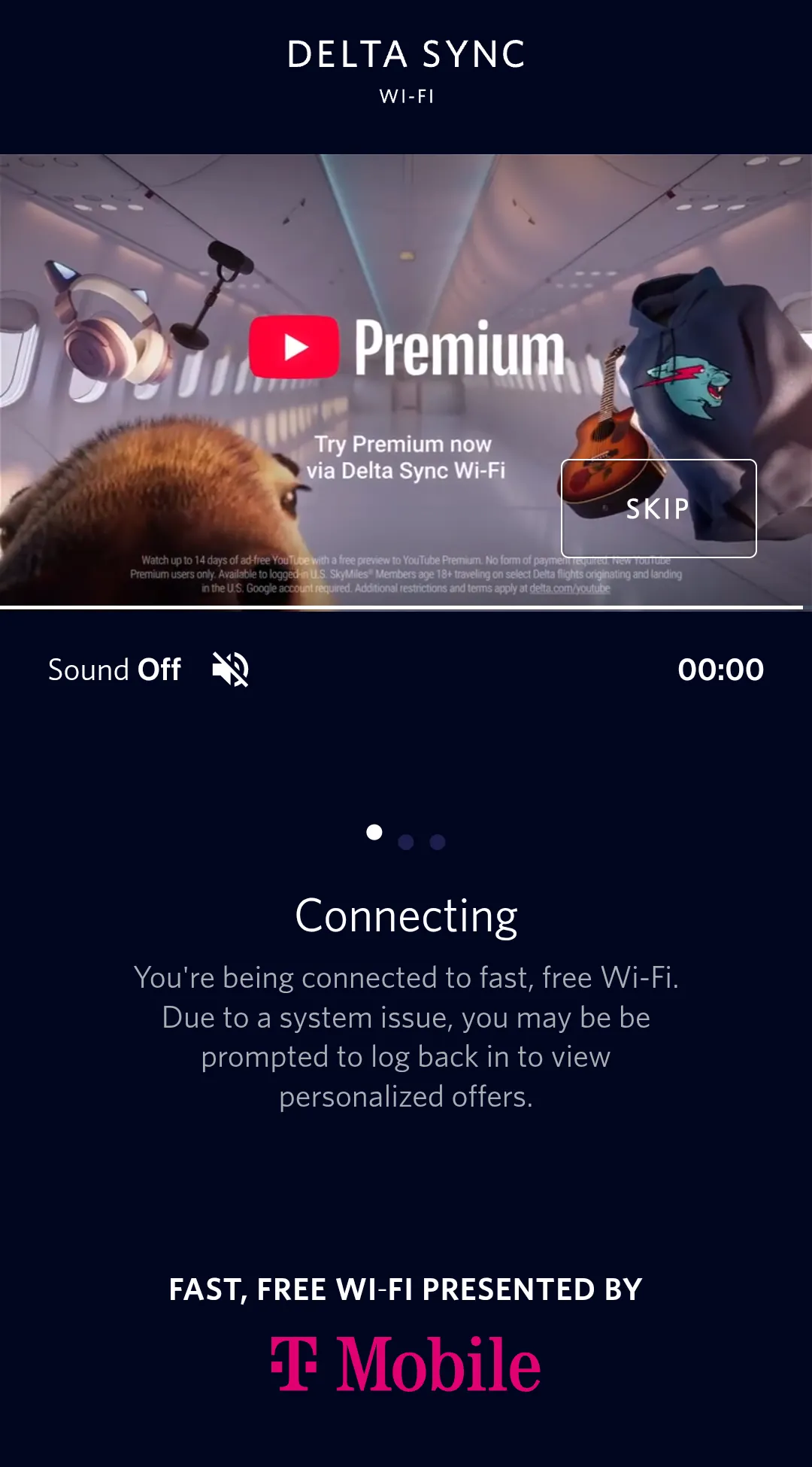 Delta Air Lines free Wi-Fi