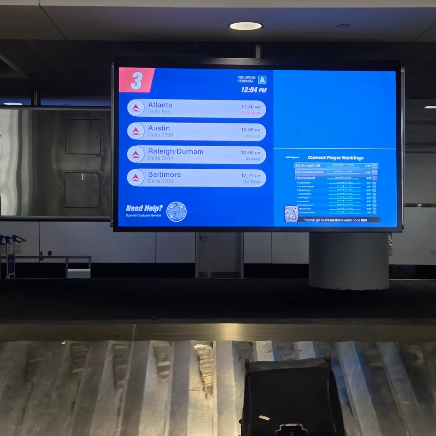 Boston Logan International Airport baggage claim area and Silver Line stop