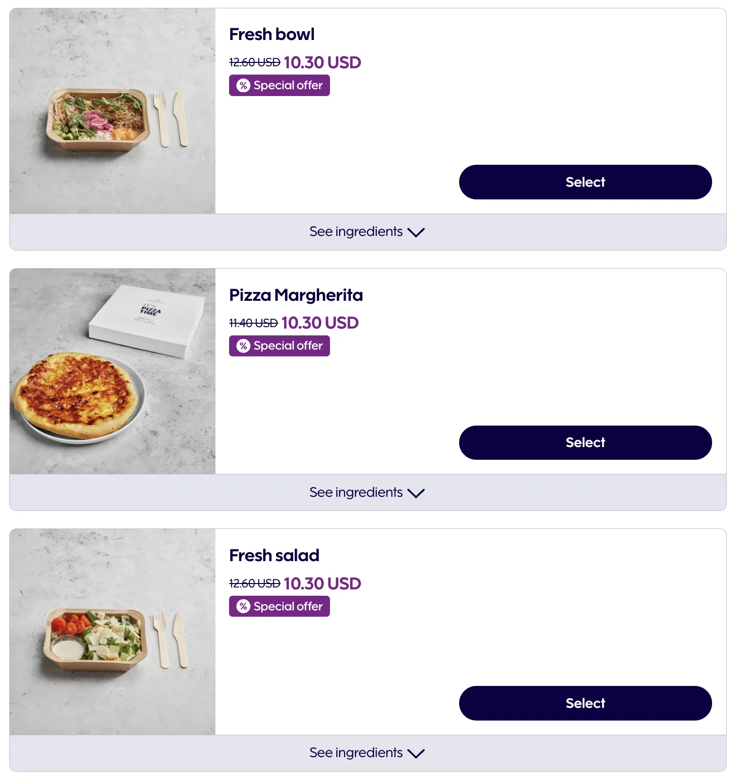 핀에어 단거리 사전 기내식 메뉴 2 (c) finnair.com