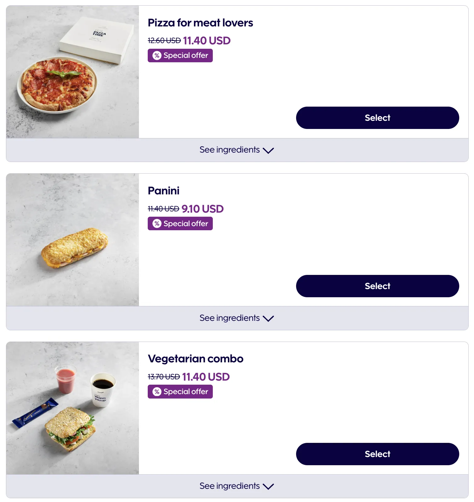 핀에어 단거리 사전 기내식 메뉴 3 (c) finnair.com