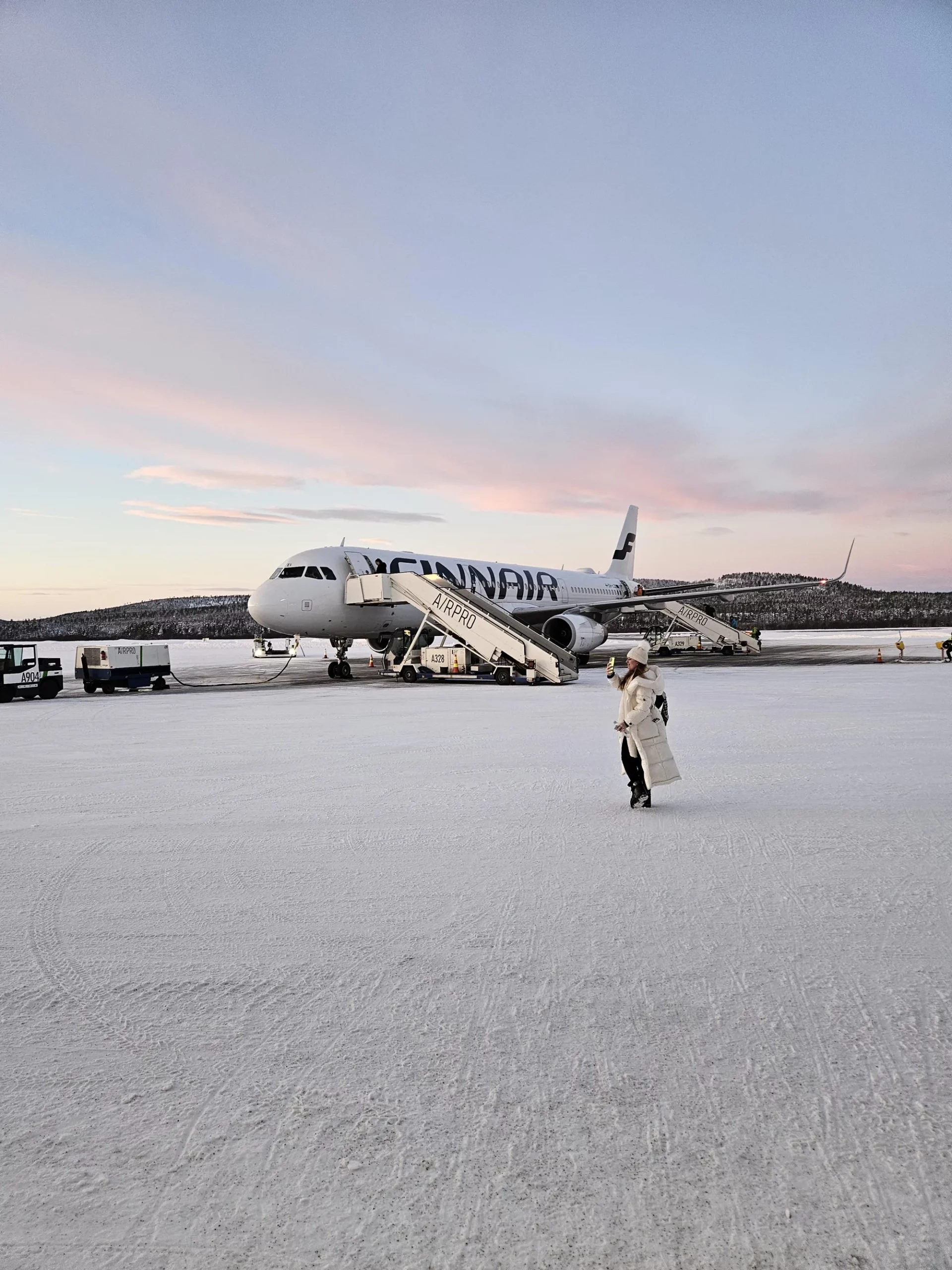 Ivalo Airport Gate 5 (Left) and our Finnair A321 Aircraft (Right)