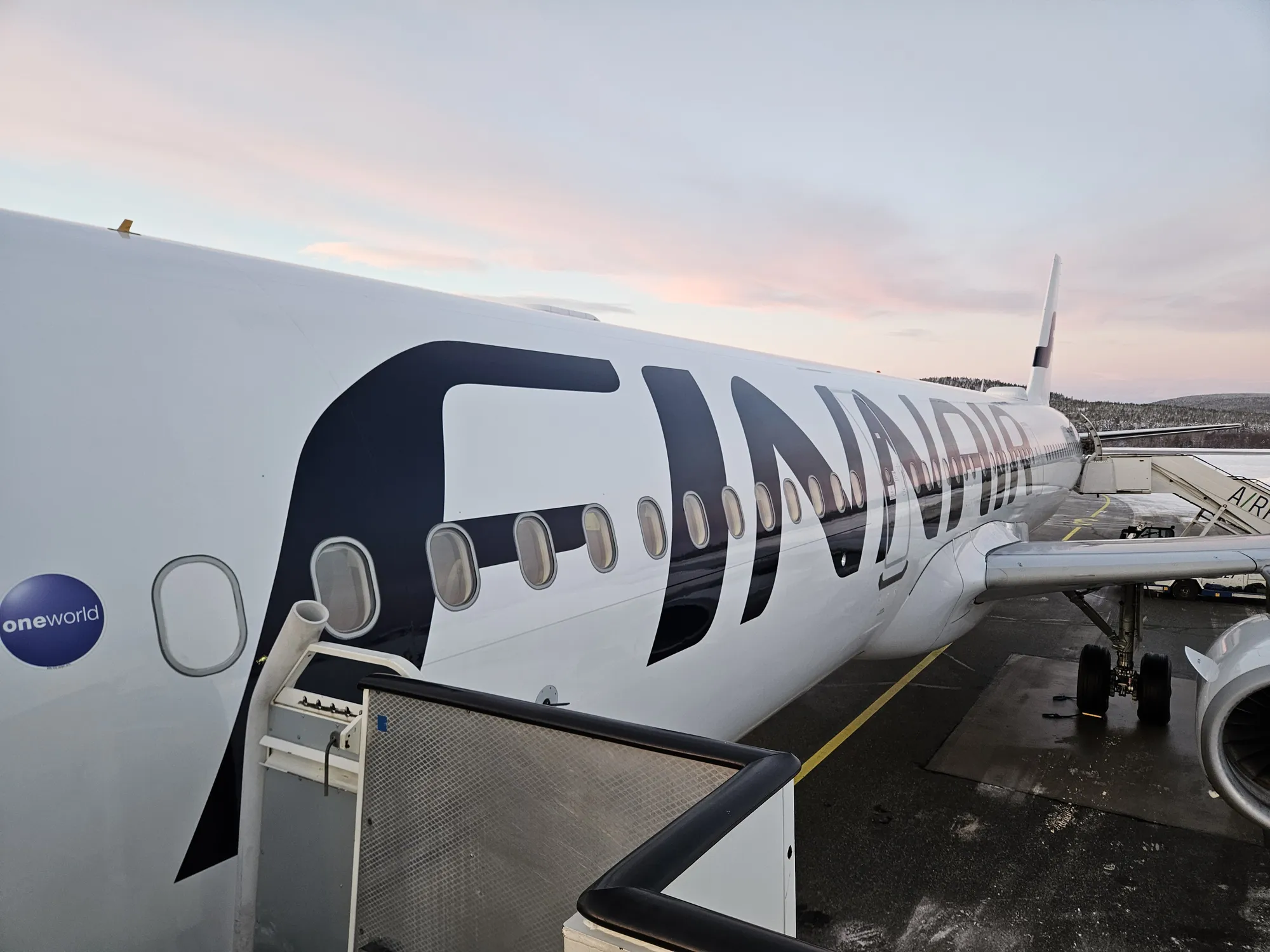 Ivalo Airport (Left), Finnair A321 (Center), Finnair Blueberry Juice (Right)