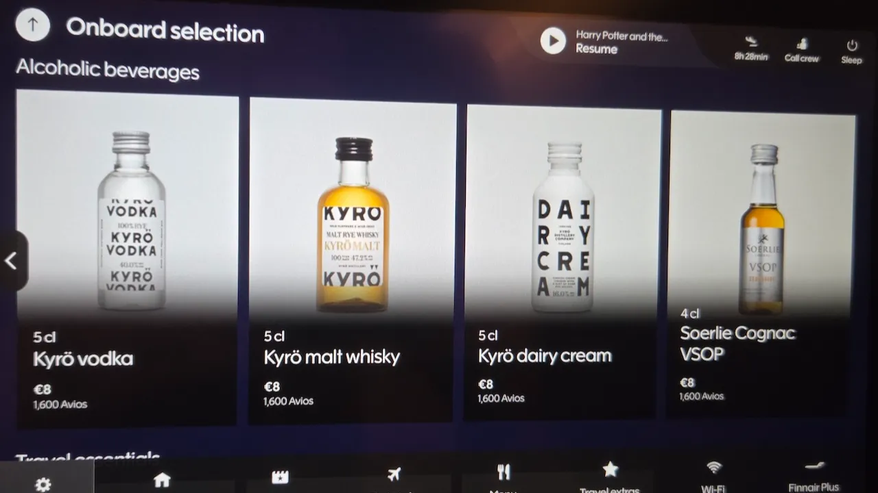 핀에어 A350-900 장거리 이코노미 유료 주류 메뉴 3