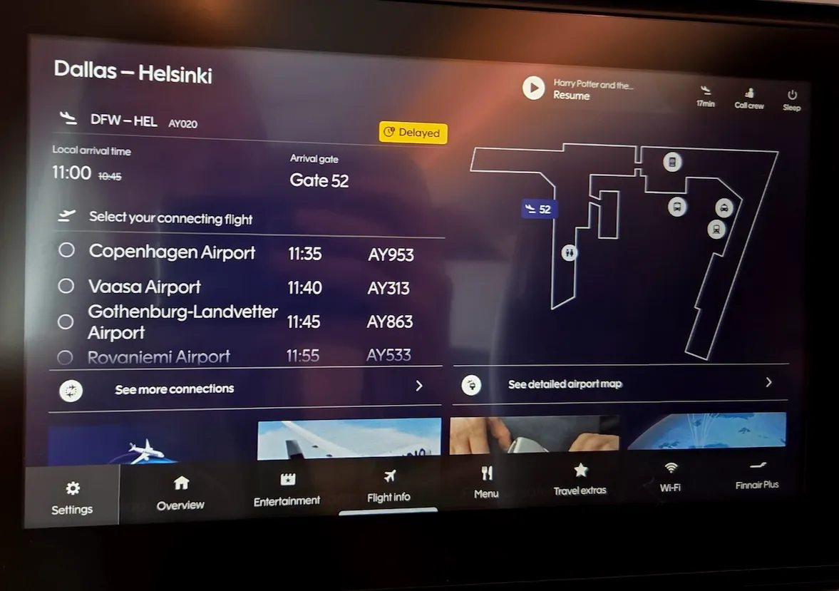 핀에어 A350-900 이코노미 환승 안내 메뉴 2
