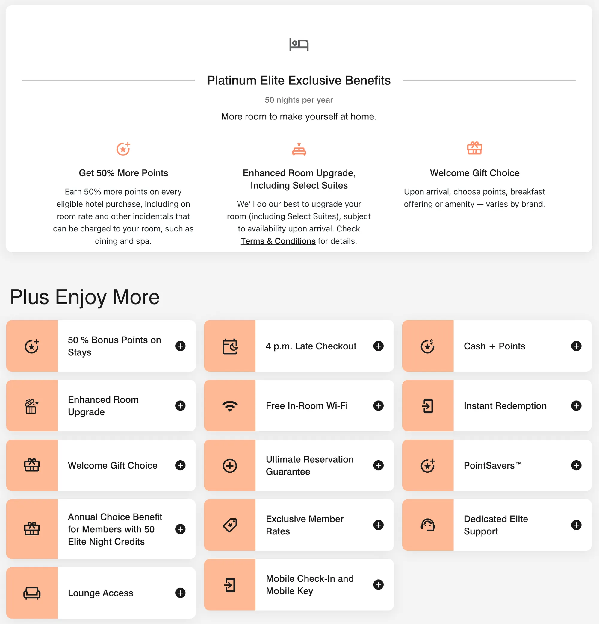 Marriott Bonvoy Platinum Elite Benefits (c) marriott.com