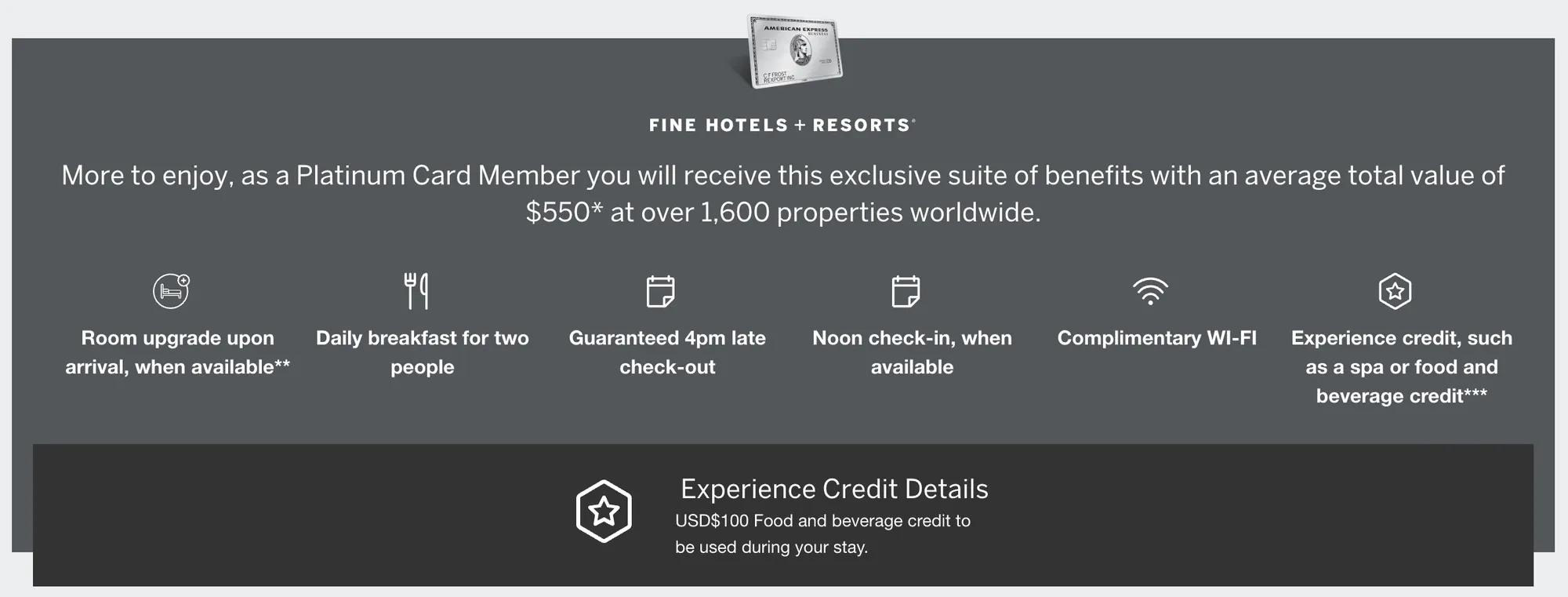 아메리칸 익스프레스 Fine Hotels + Resorts 혜택, image courtesy of Amex Travel