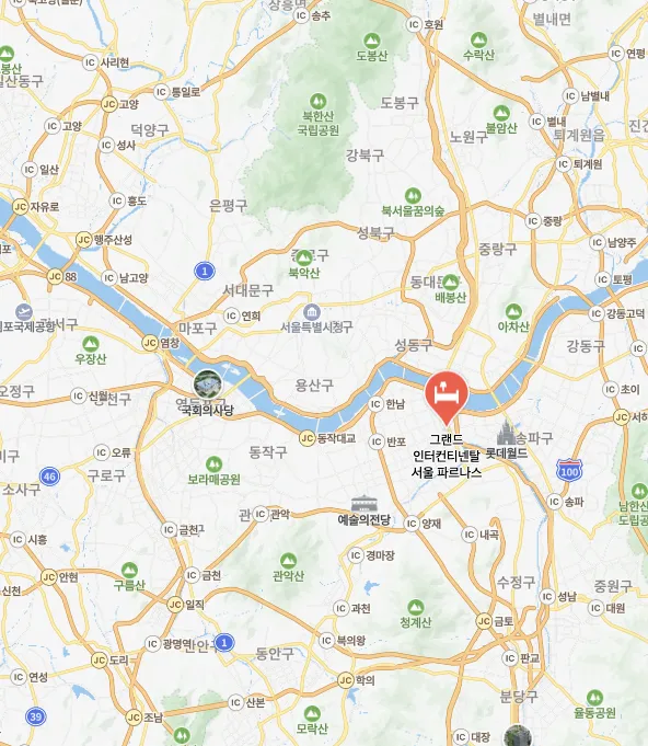 그랜드 인터컨티넨탈 서울 파르나스 위치 (c) map.naver.com