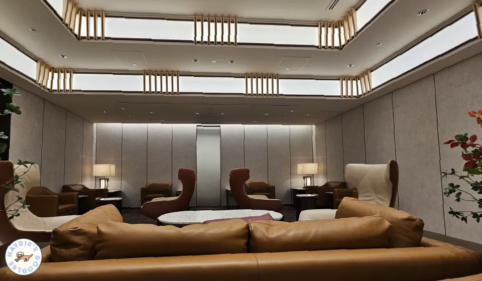 JAL First Class Check-in Lounge Seating Area at Haneda Airport