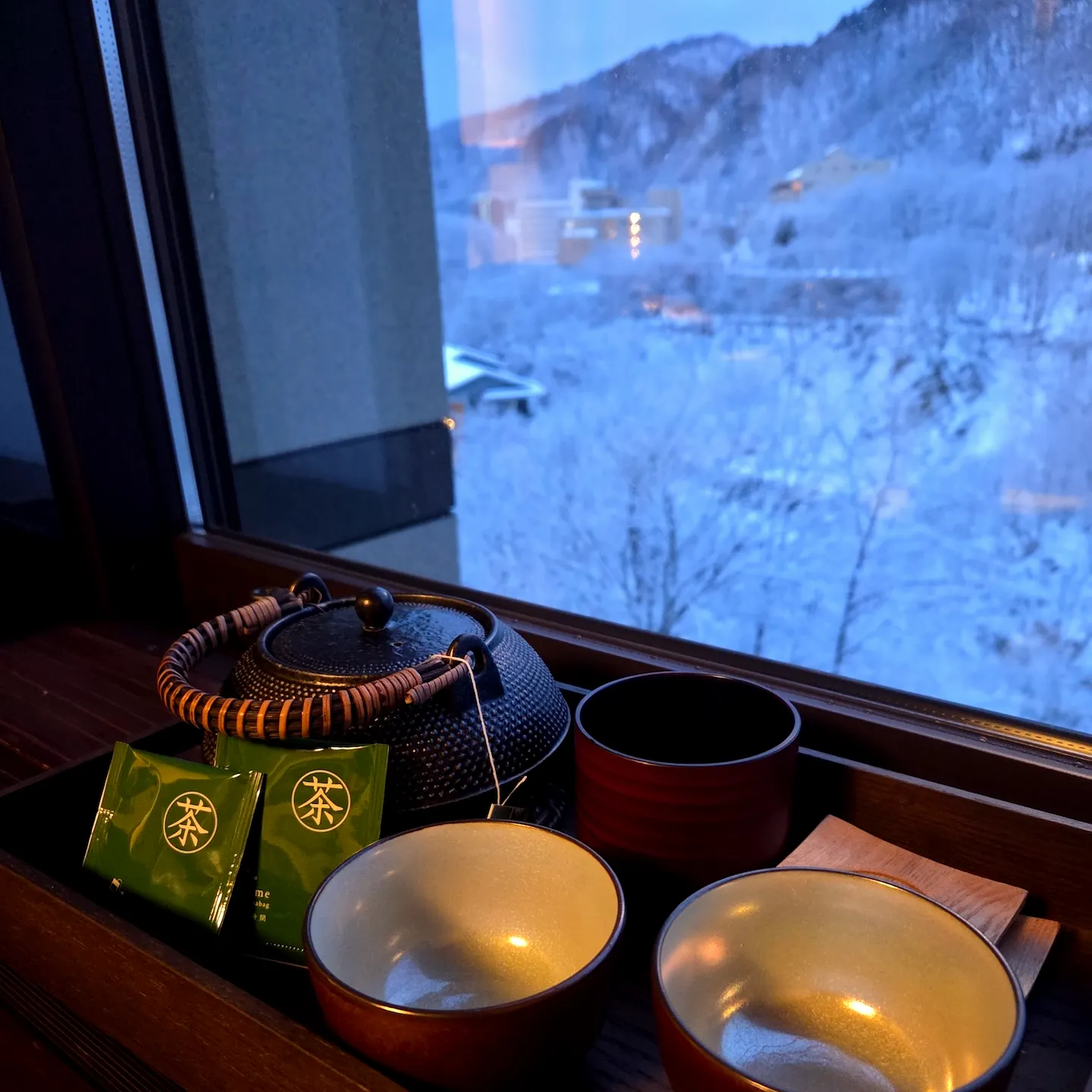 Drinking Tea in Jozankei Yuraku Soan Deluxe Twin Room