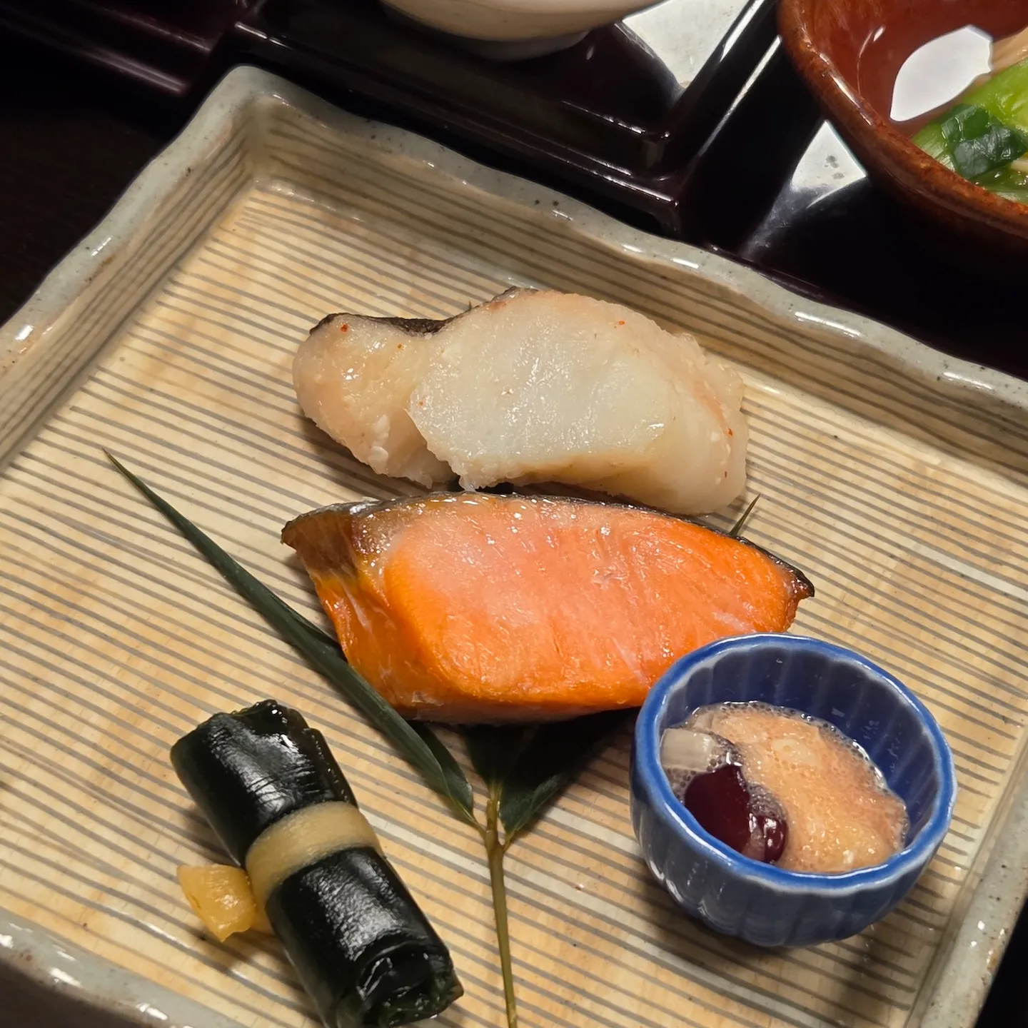 Jozankei Yuraku Soan Breakfast Grilled Fish and Japanese Omelet