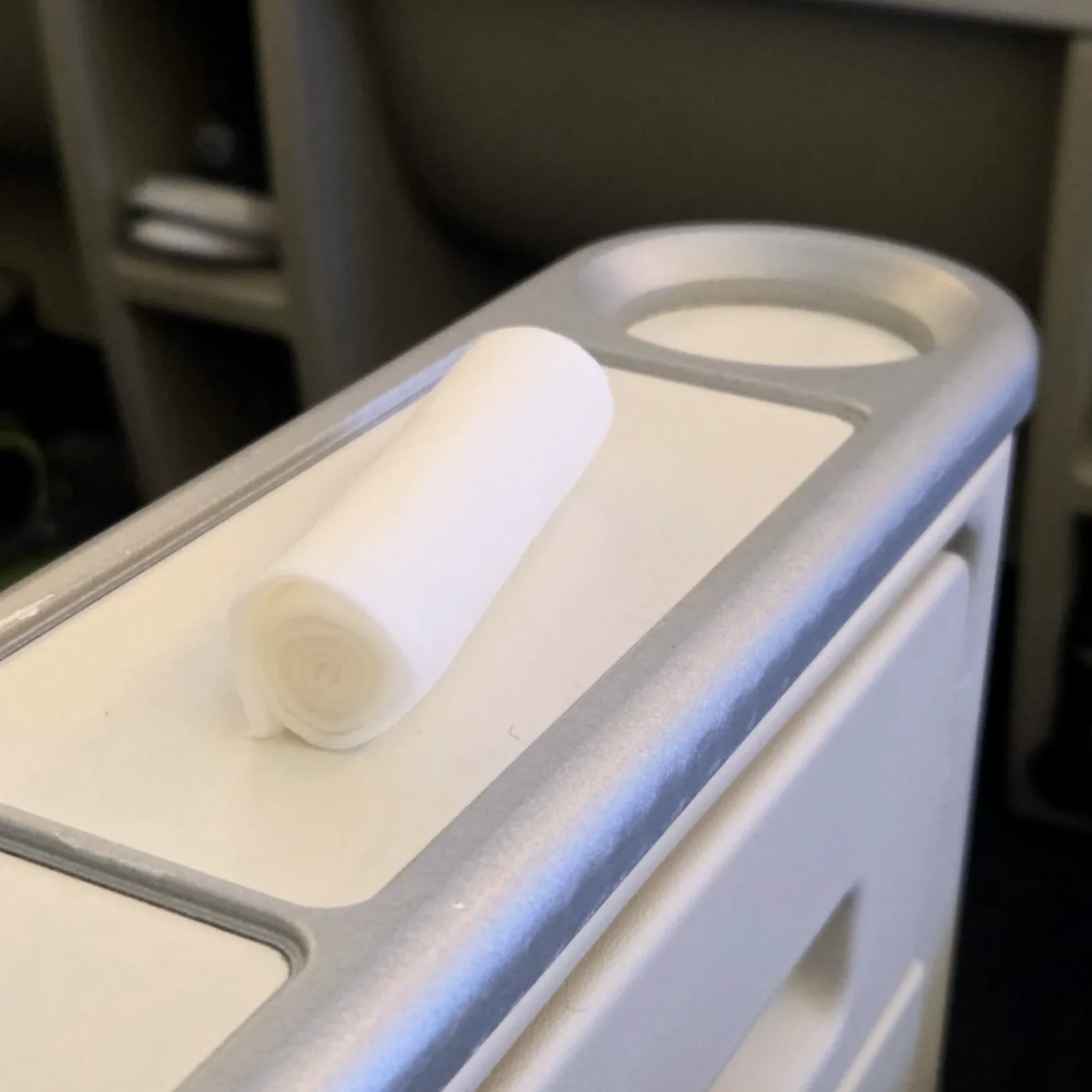 Korean Air KE38 First Meal Food & Beverage Menu and Disposable Towel