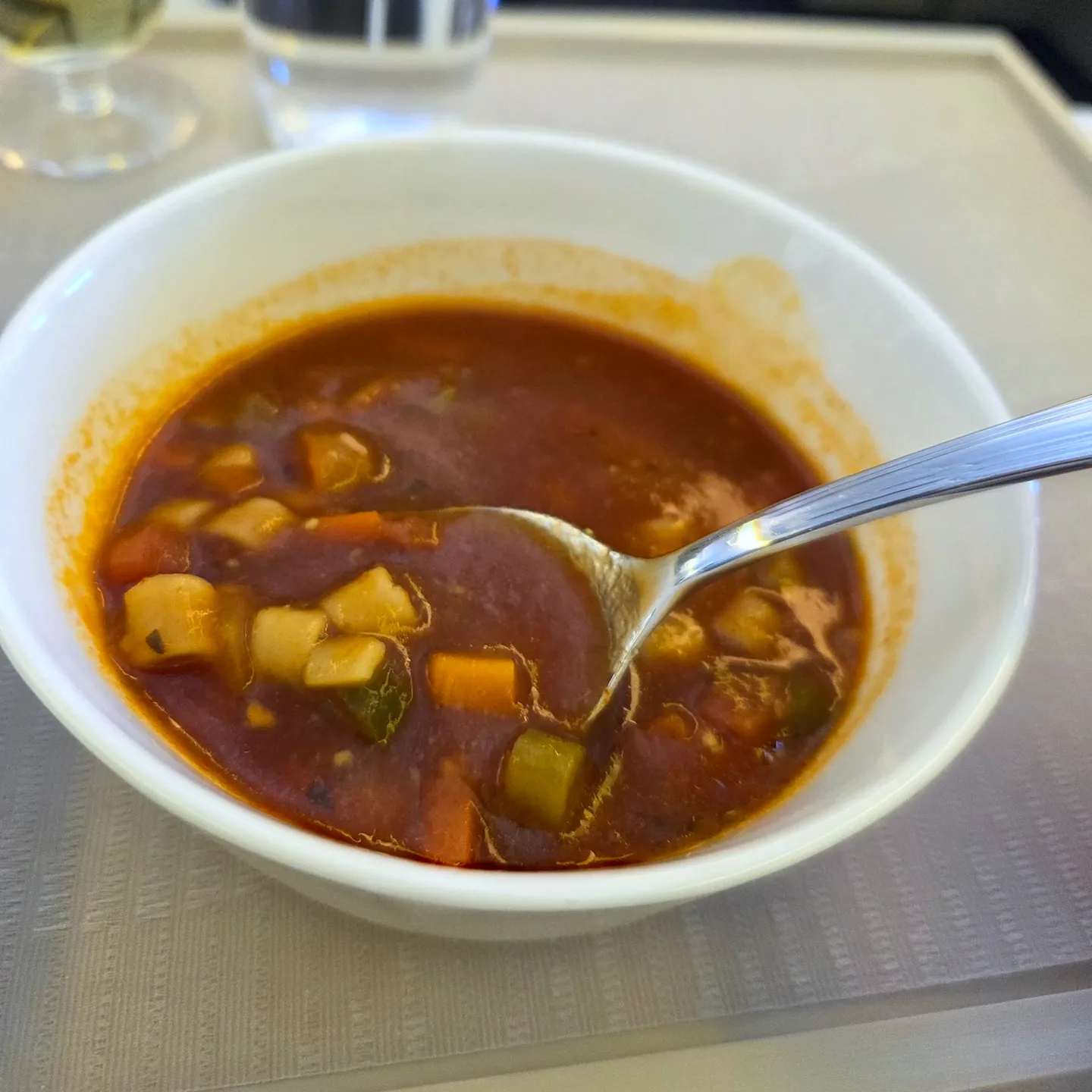 Korean Air KE38 Prestige Class First Meal Food & Beverage from Chicago O'Hare to Incheon