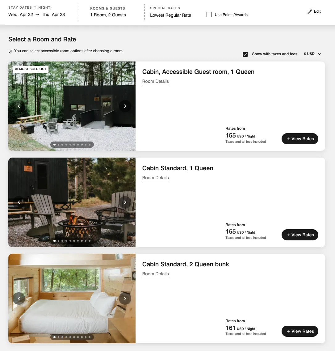 포스트카드 캐빈 힐 컨트리 룸 타입과 가격 (c) marriott.com