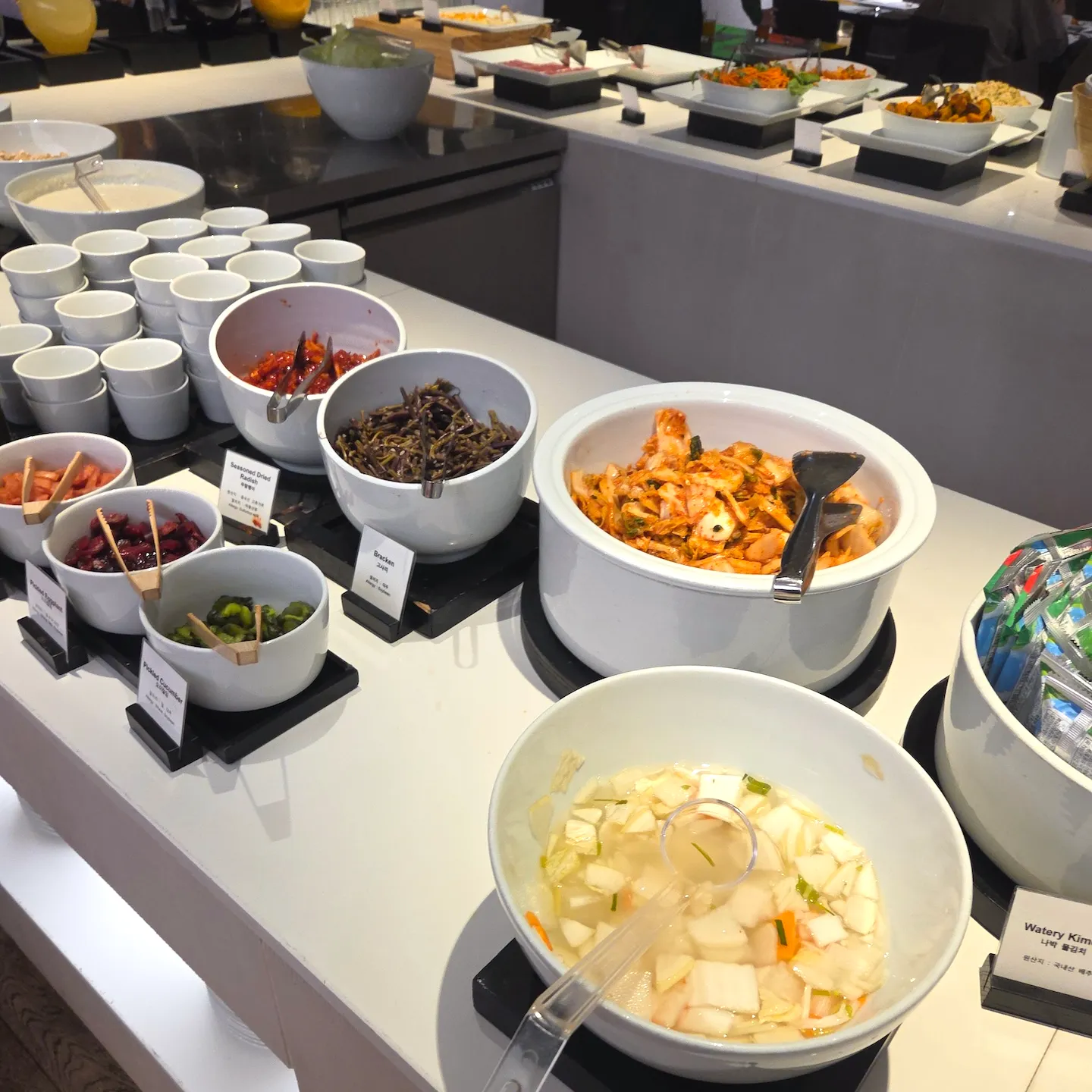 Breakfast buffet food at Shilla Stay Seodaemun