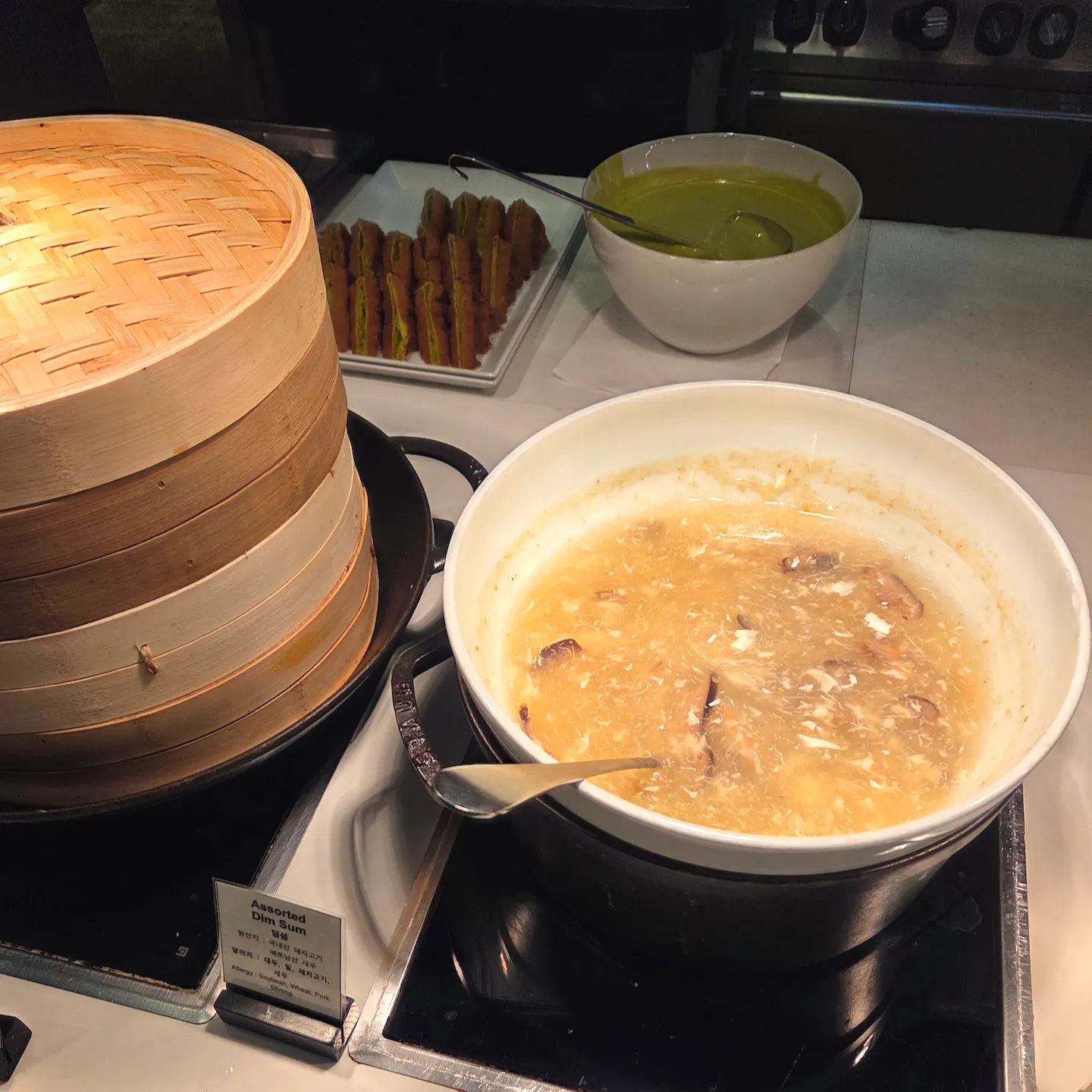 Breakfast buffet food at Shilla Stay Seodaemun